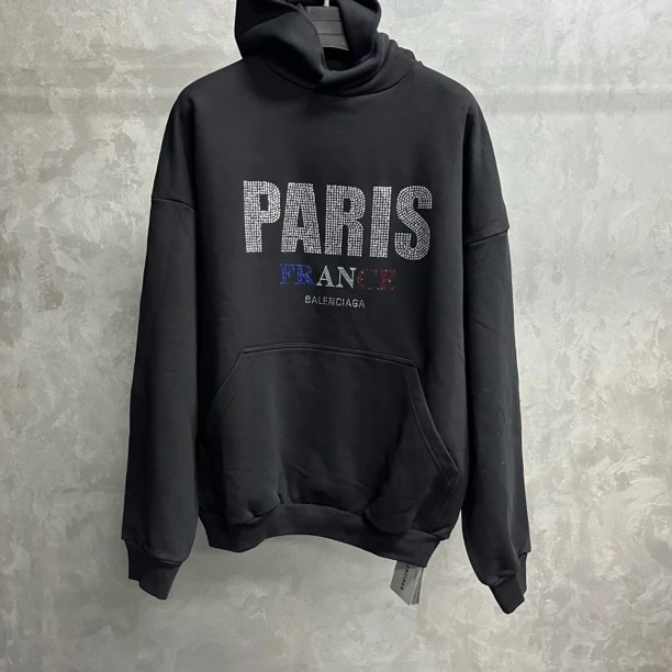未使用 Balenciaga/巴黎世家 黑色字母连帽卫衣宽松版/xxs/xs/s