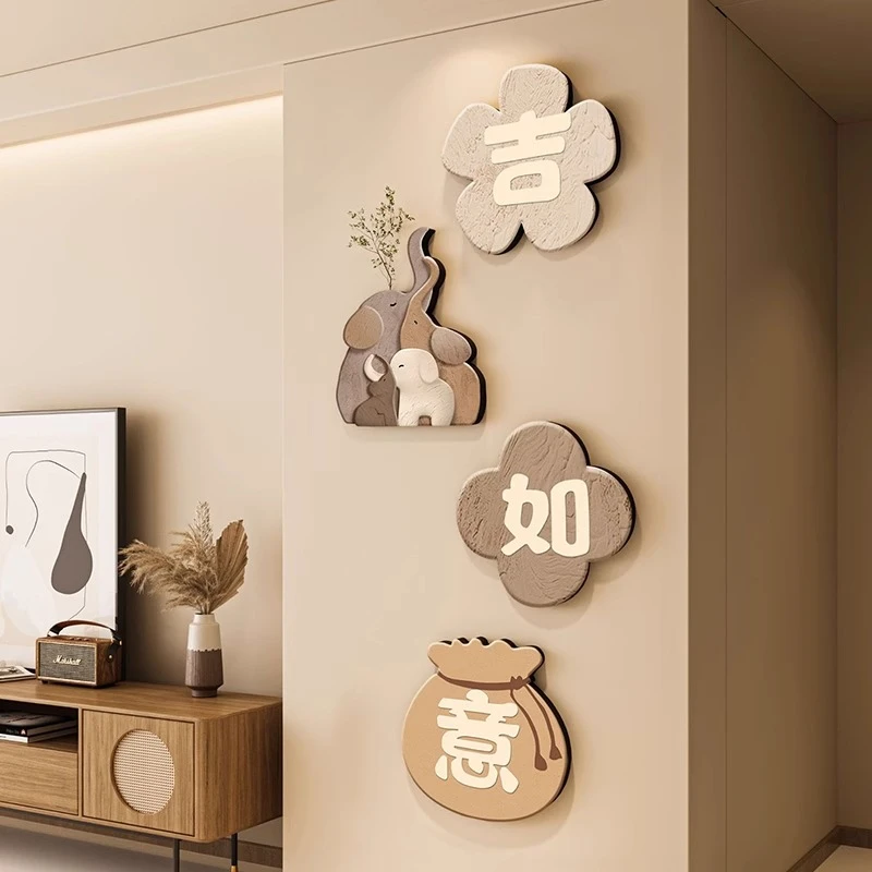 吉祥如意玄关挂饰现代简约餐厅装饰画创意饭厅客厅电视背景墙壁画