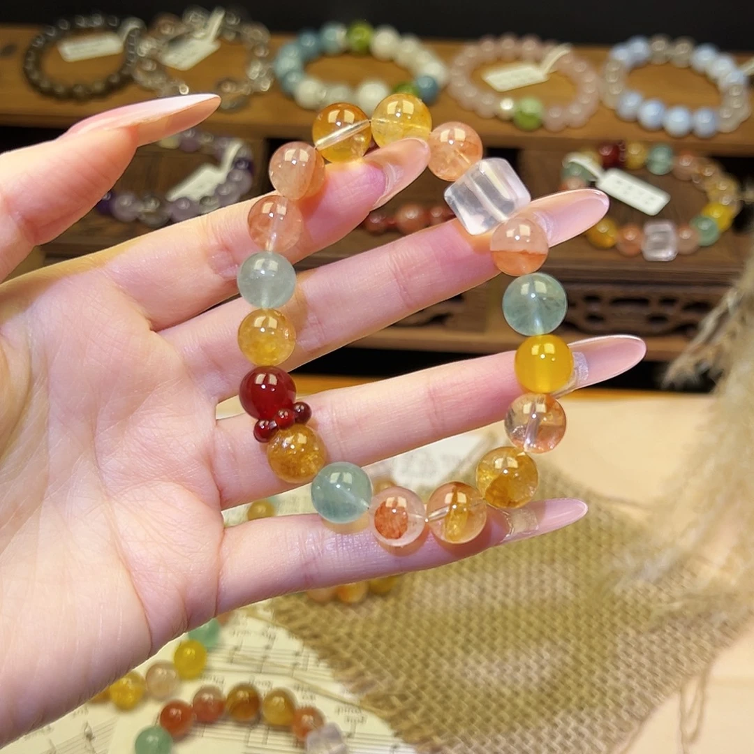 手串银S925镀金镶嵌水晶多宝1570