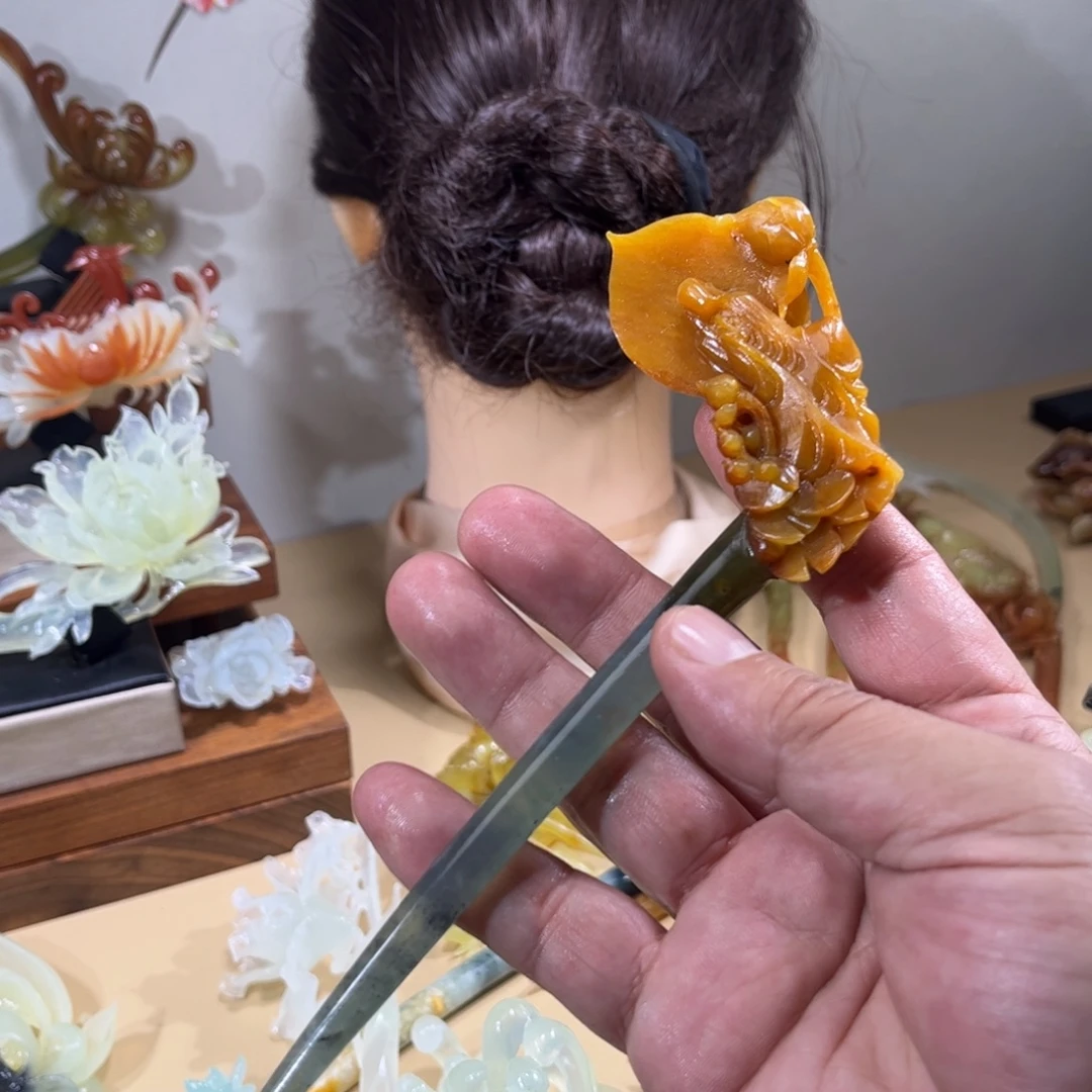 蛇纹石玉未镶嵌发簪