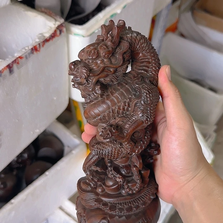 木黑檀木28聚宝盆盘龙一只