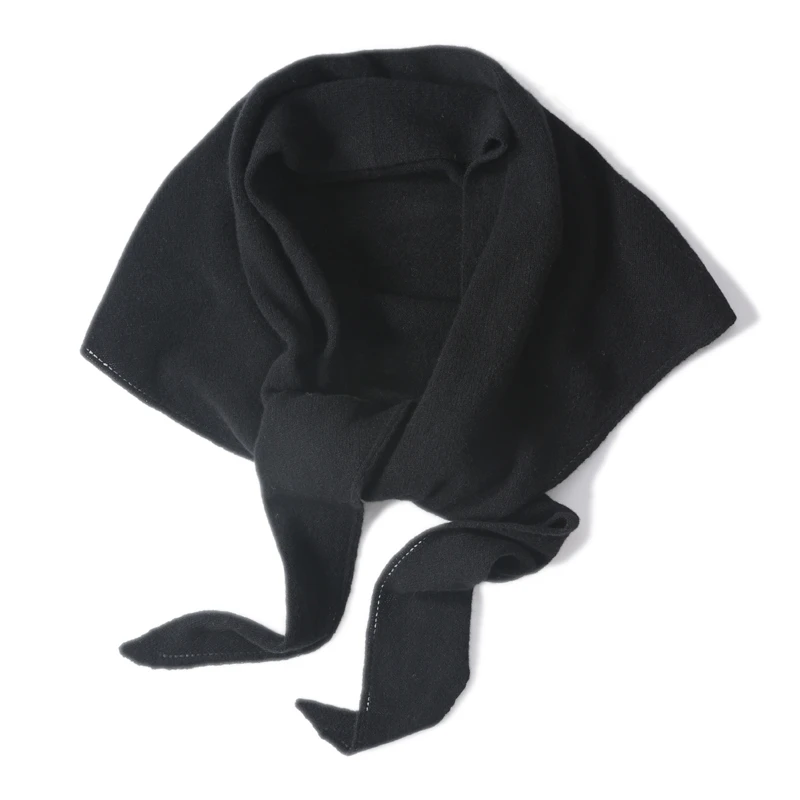 春秋新款冬季长款羊毛披肩女针织短款围巾两用三角斗篷披肩黑色