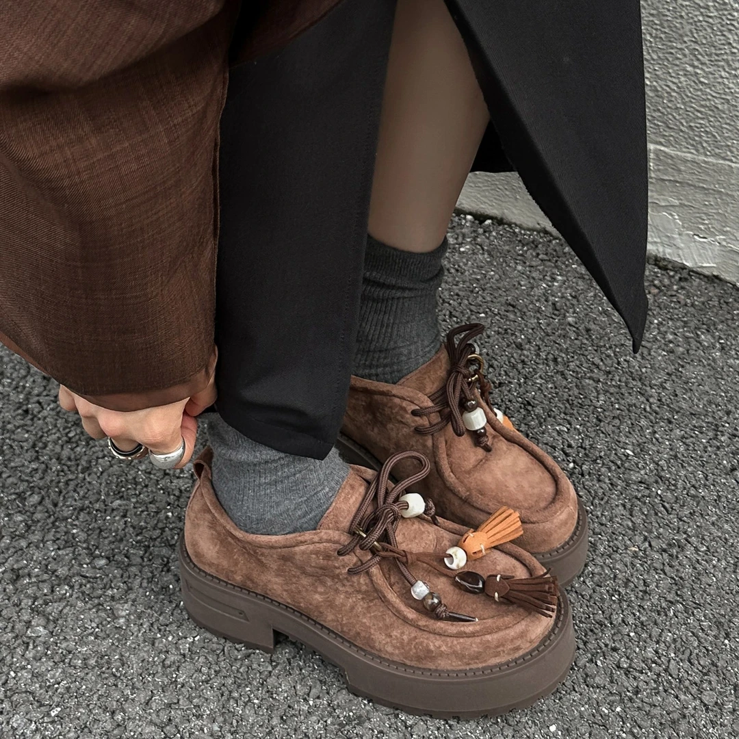 R707-2 SGIRL TWTW 复古厚底乐福鞋英伦风松糕底小个子增高秋季女