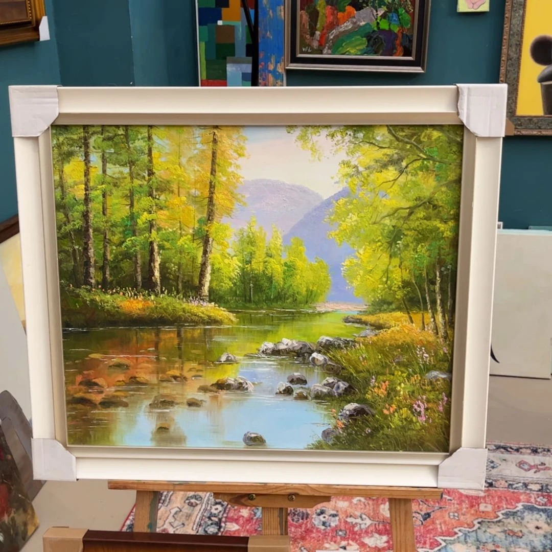 油画风景手绘油画带框60×70