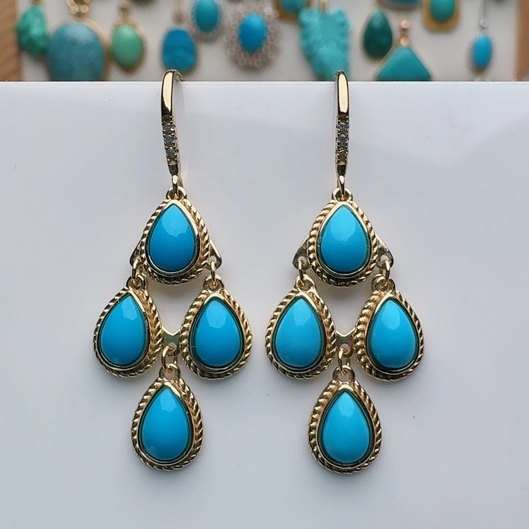 绿松石未镶嵌耳饰