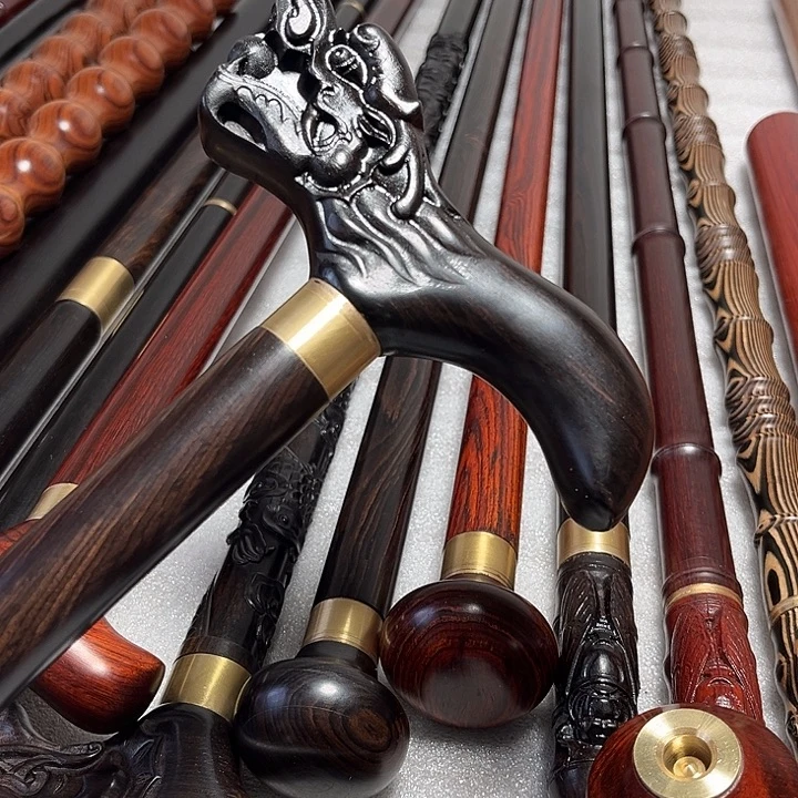 东非黑黄檀（紫光檀）龙头拐杖