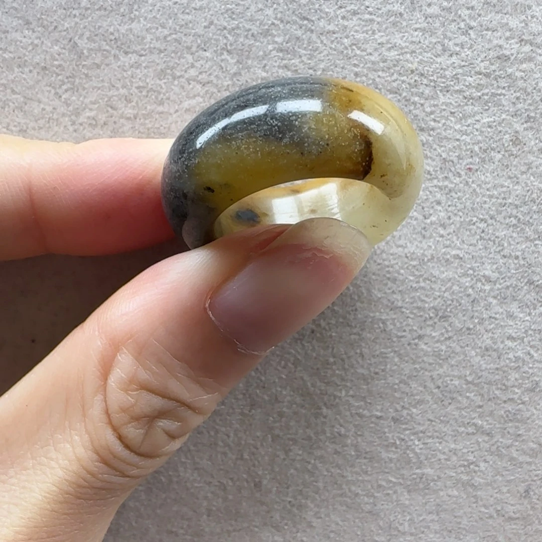 蛇纹石玉未镶嵌戒指16码