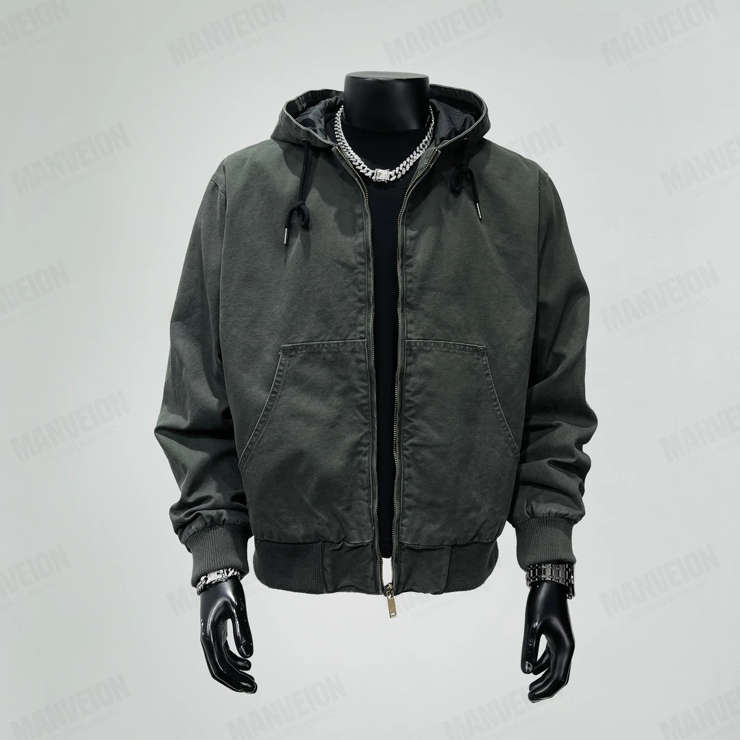 MANVEION欧美复古夹克外套水洗连帽山系男士J130底特律底特律外套