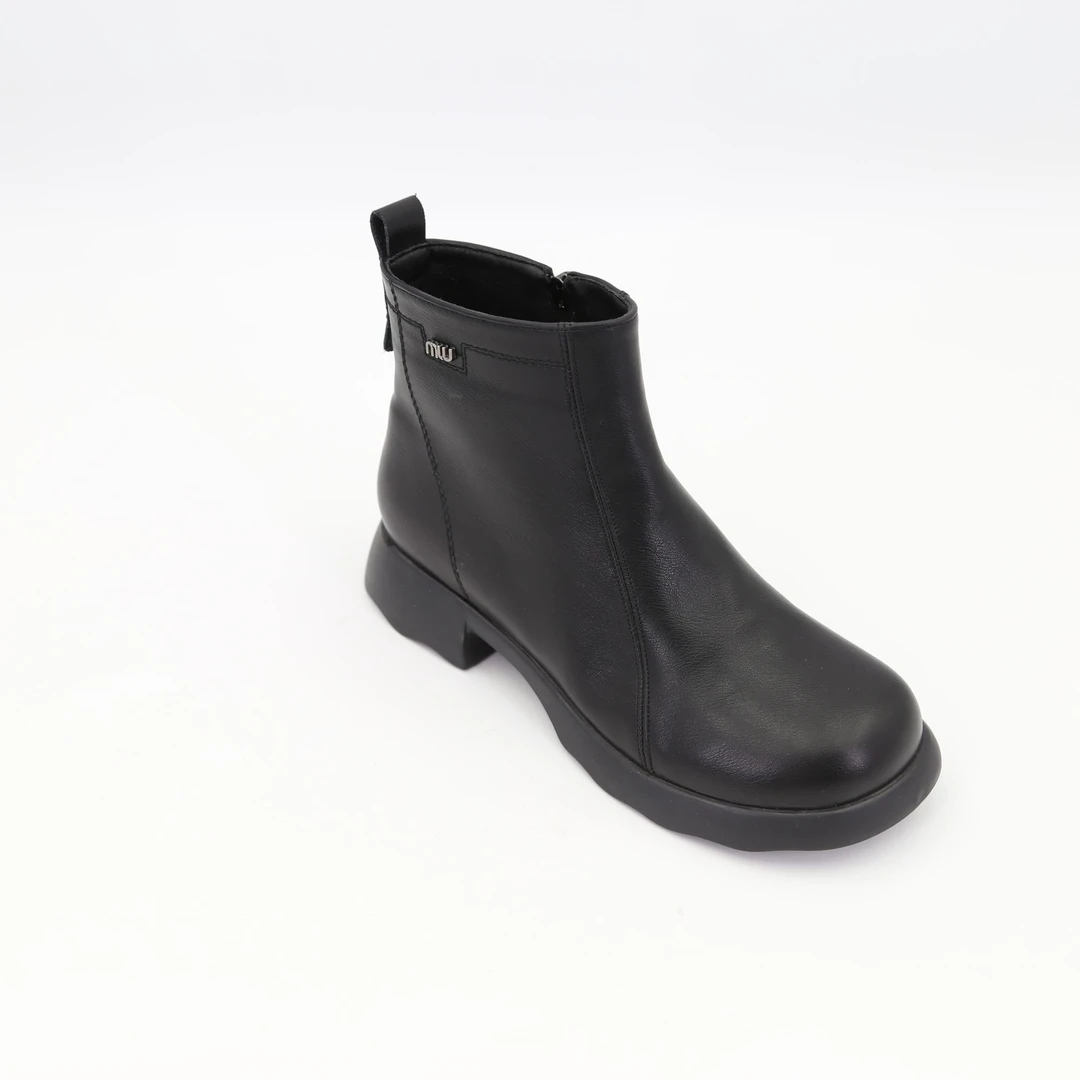 丝柏兰秋冬加绒平底舒适通勤基础黑色女士薄绒靴446307563