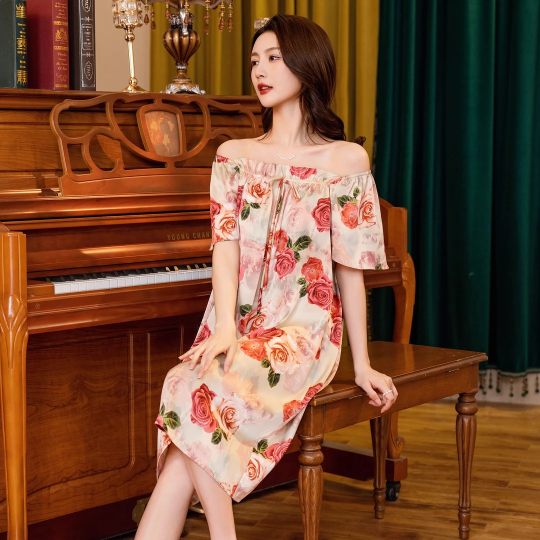 奢莱蔻巴黎往事爆款2025氛围感碎花裙显瘦短袖家居睡裙