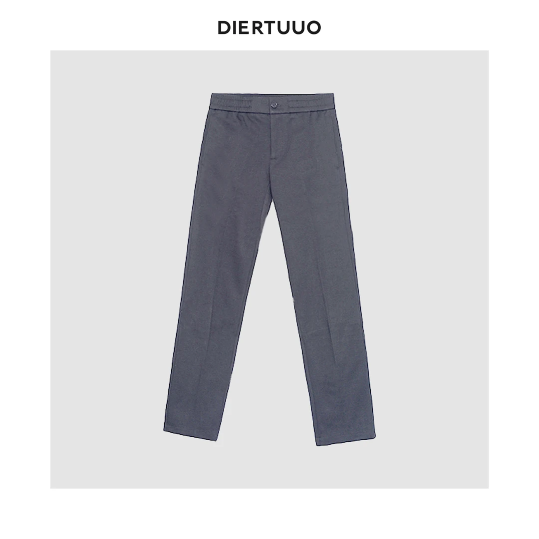DIERTUUO迪途-2521男士秋冬时尚都市舒适百搭中腰羊毛直筒休闲裤