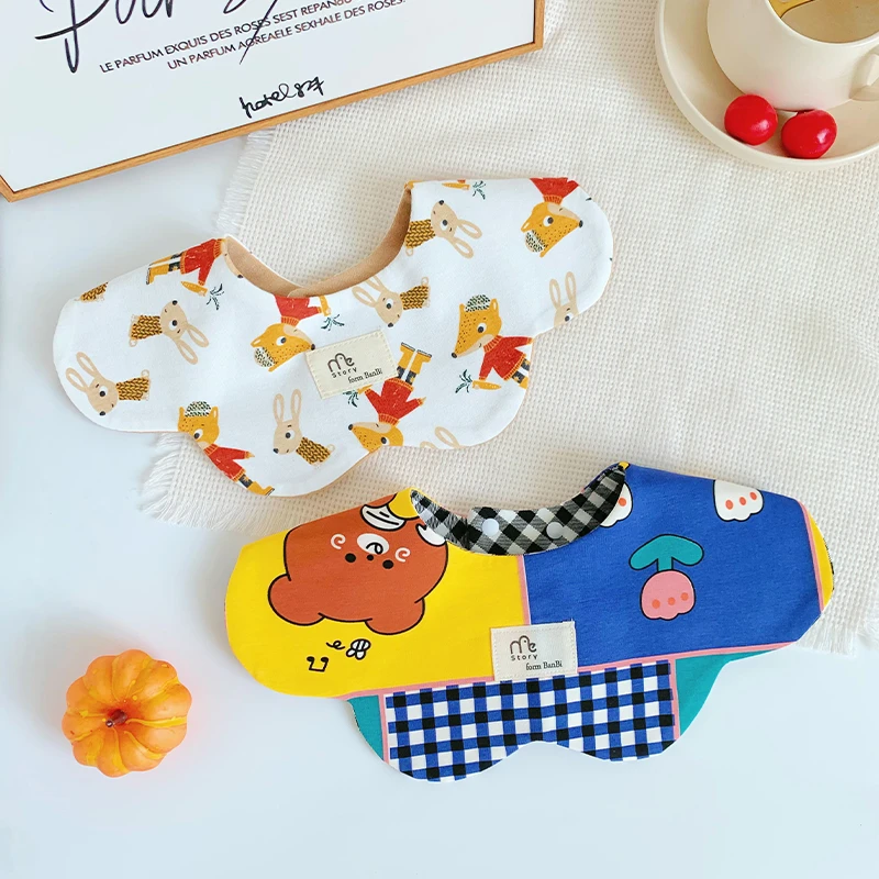 【孤品】故事我-宝宝口水巾花瓣形纯棉防吐奶可360度旋转围兜A类棉