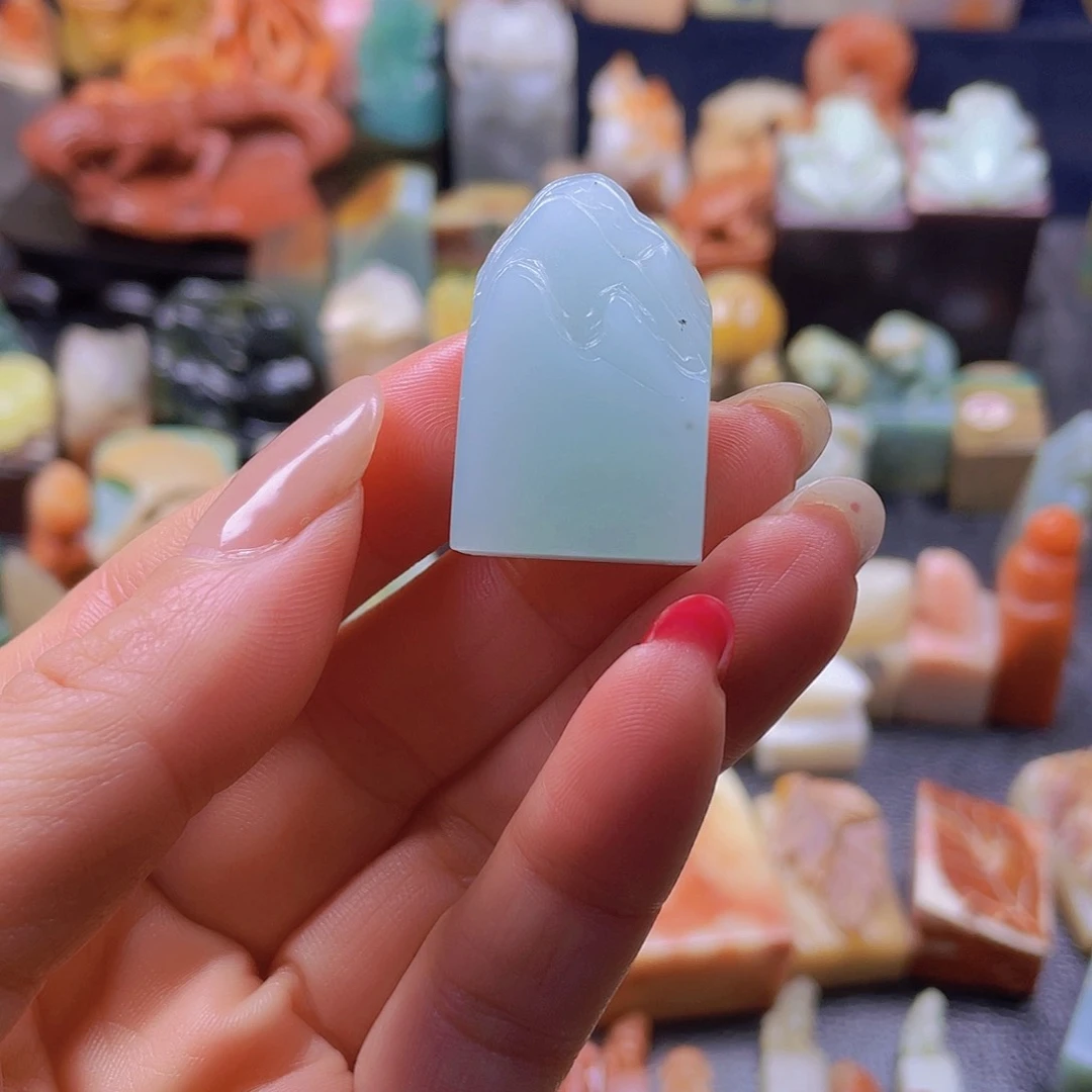 昌化石印石小*灯云南蓝