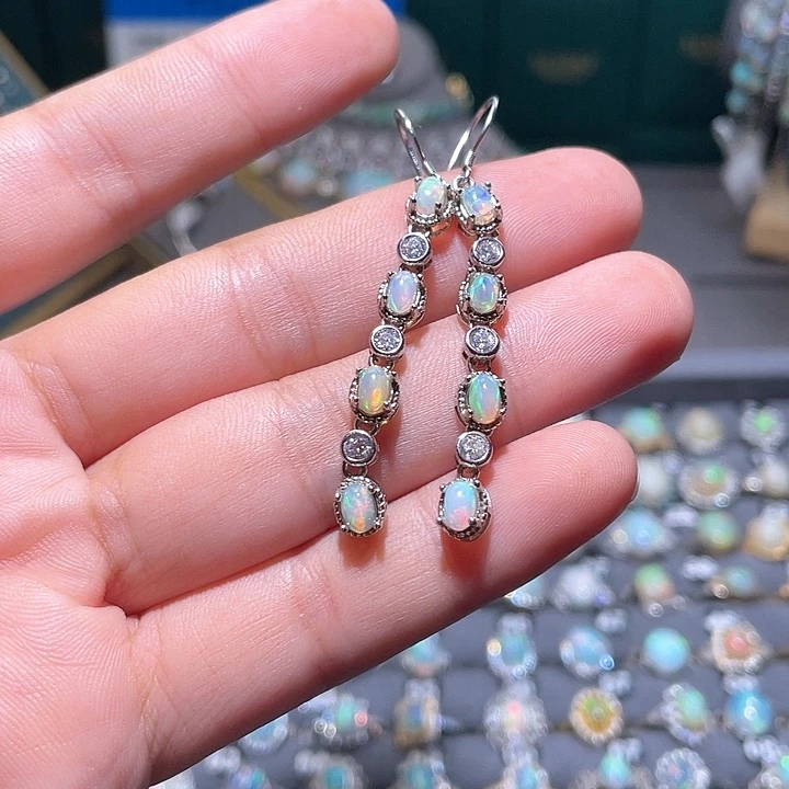 银S925镶嵌欧泊耳钉）桃****