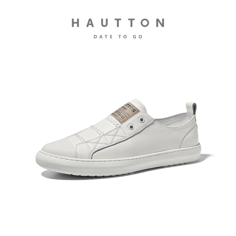 hautton皓顿2025夏天新款小白鞋板鞋百搭休闲鞋皮鞋男款931XB5304