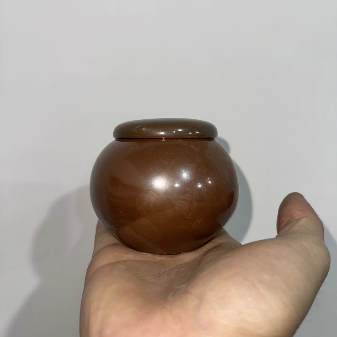 耀州窑残次紫金釉素面茶叶罐1个陶瓷耀州瓷