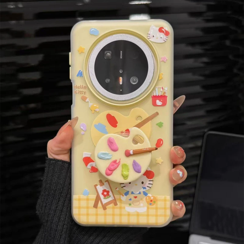 适用于华为mate70pro手机壳新款pura70pro创意ins彩色调色板猫咪