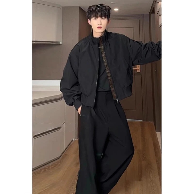 蛇年限定短款立领飞行员夹克男款春秋季蛇纹拼接设计美式痞帅外套