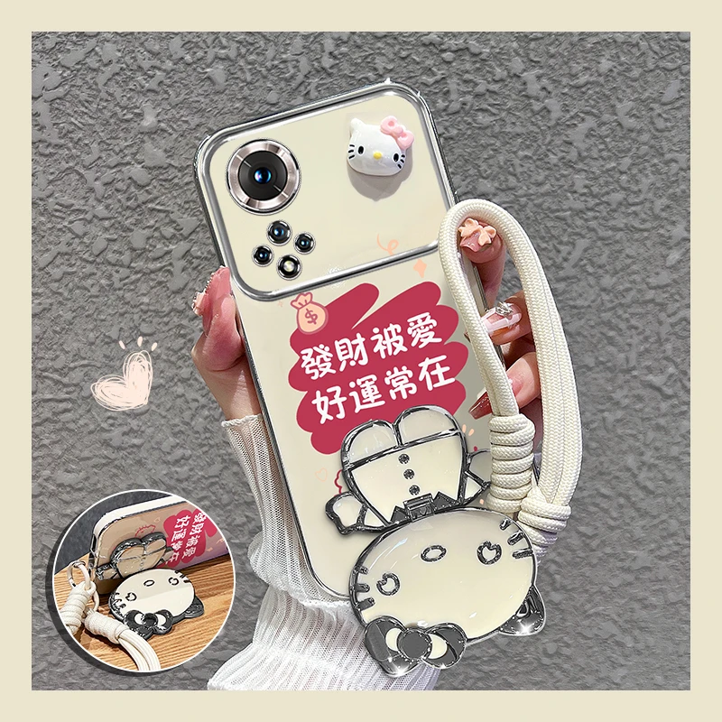适用【华为nova9/pro】手机壳公仔发财被爱猫咪镜子硅胶软女款2025