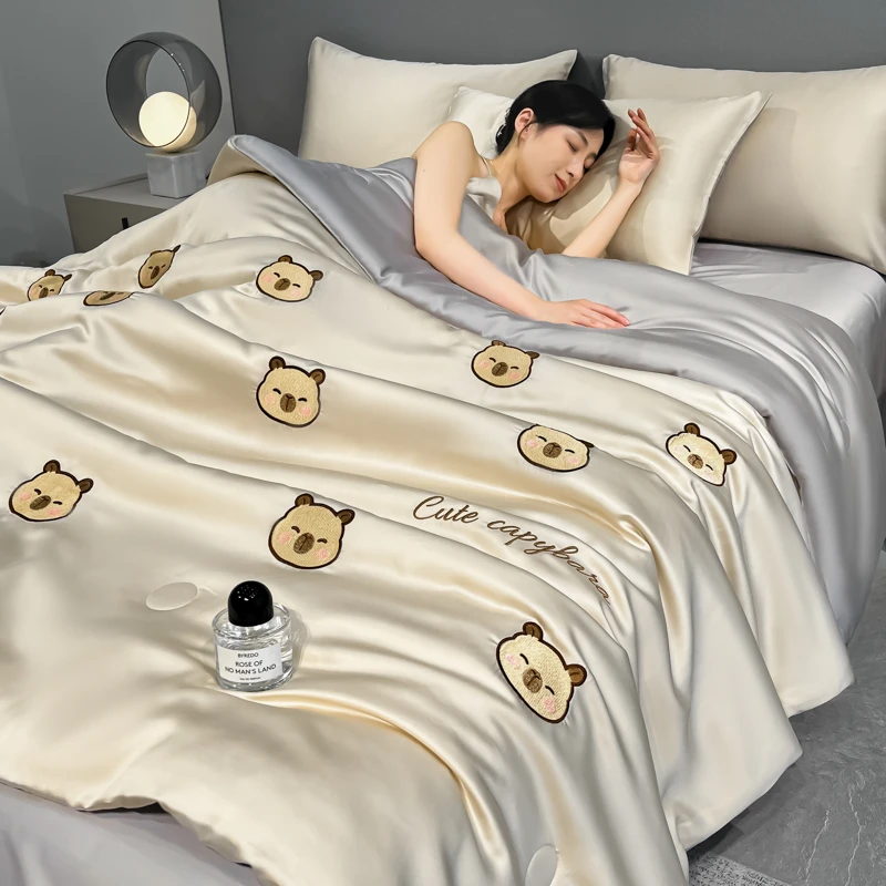 可爱kt猫夏天冰丝夏凉被薄被2025新款空调被单人可机洗薄款夏被