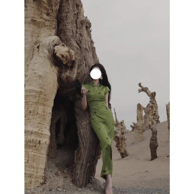 【燕翎缎】国风新中式飞燕缎面镂空连衣裙气质感改良旗袍裙