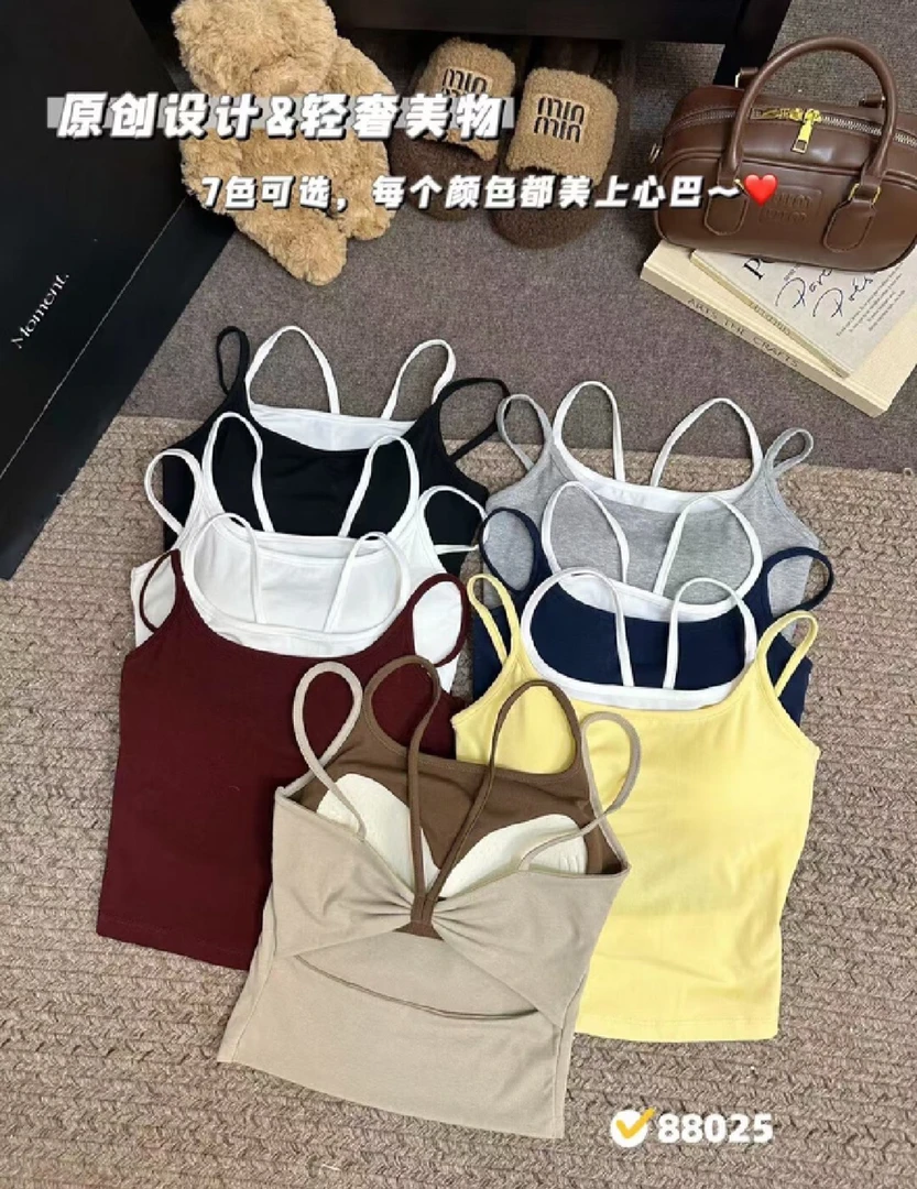 @哈呐 I 纯欲风法式后背蝴蝶结吊带美背自带胸垫