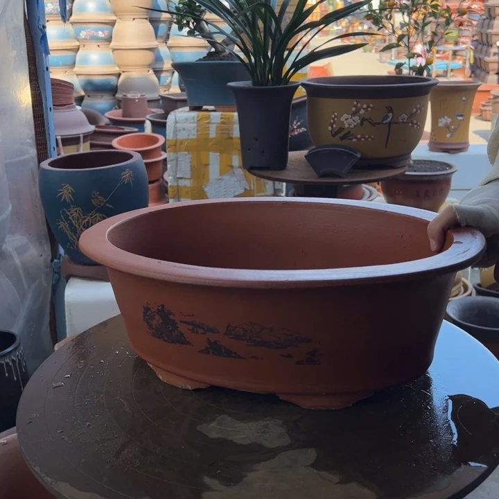 紫砂38红椭圆 口径38×28×13