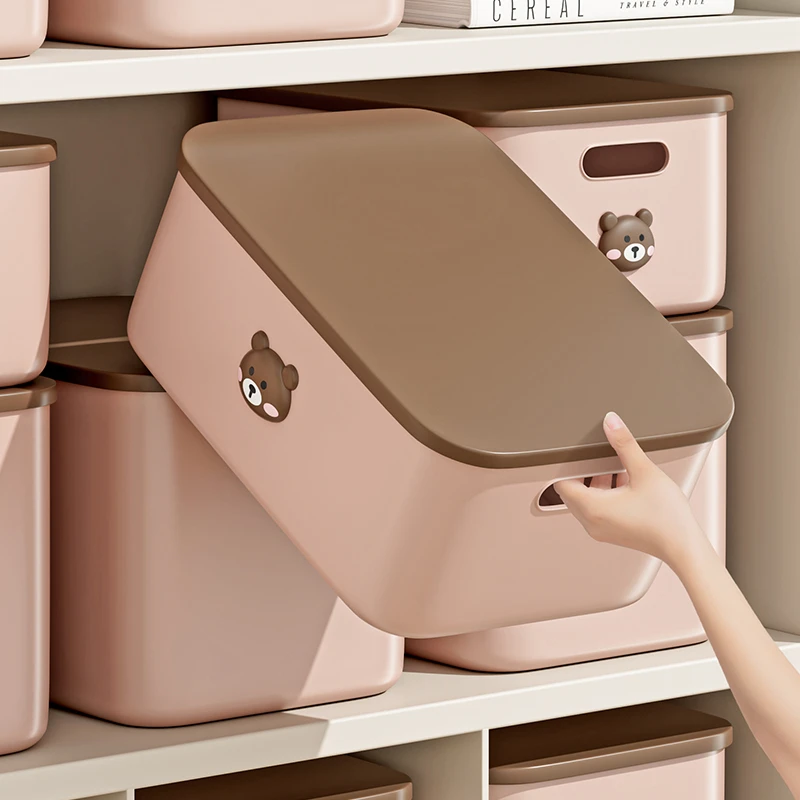 俏洁可爱卡通熊收纳盒杂物收纳箱分类收纳盒零食玩具学生桌面收纳