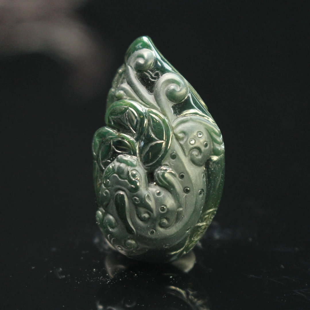 25ZB天然缅甸A货翡翠墨翠吊坠/200701嘉禾珍宝