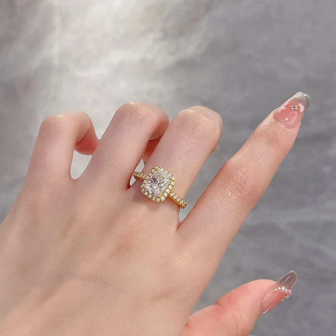 足金999 黄金首饰 5D镶嵌白锆编号115款戒指 精致时尚轻奢