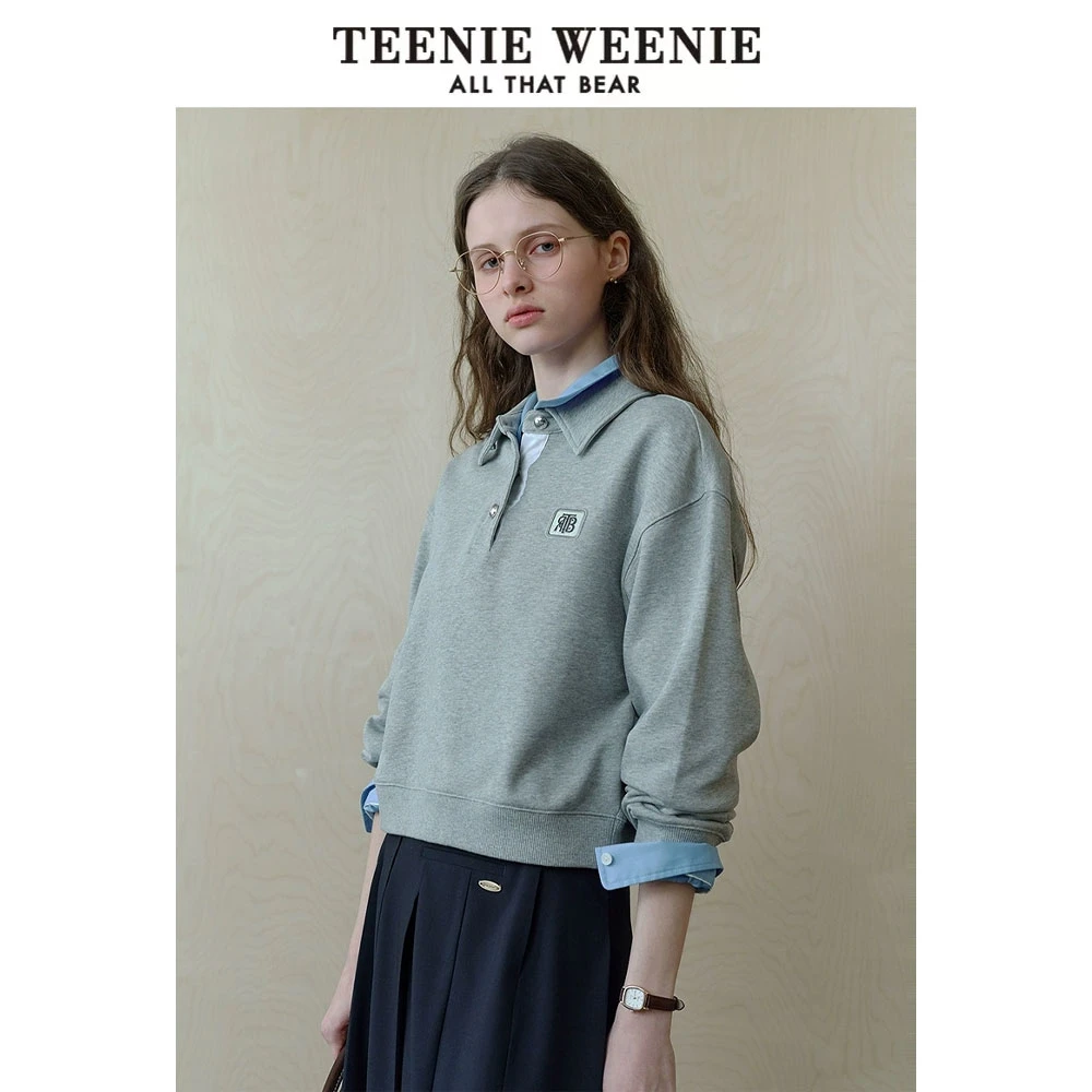 TeenieWeenie小熊25春新派简约大方翻领休闲通勤卫衣TTMA251203W