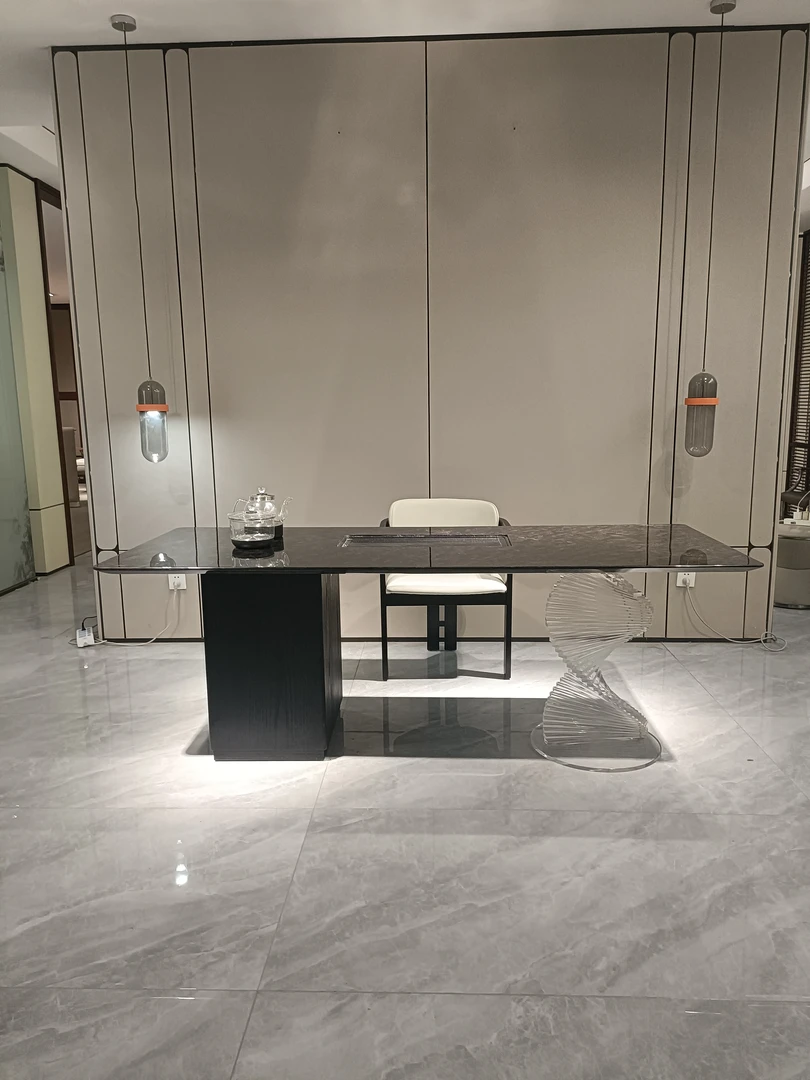 意式轻奢奢石茶桌大气高档现代茶桌茶台茶桌茶台一整套奢石茶桌