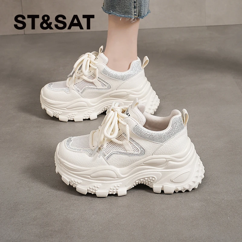 星期六内增高老爹鞋2025新款夏季网红休闲鞋透气显脚小百搭小白鞋