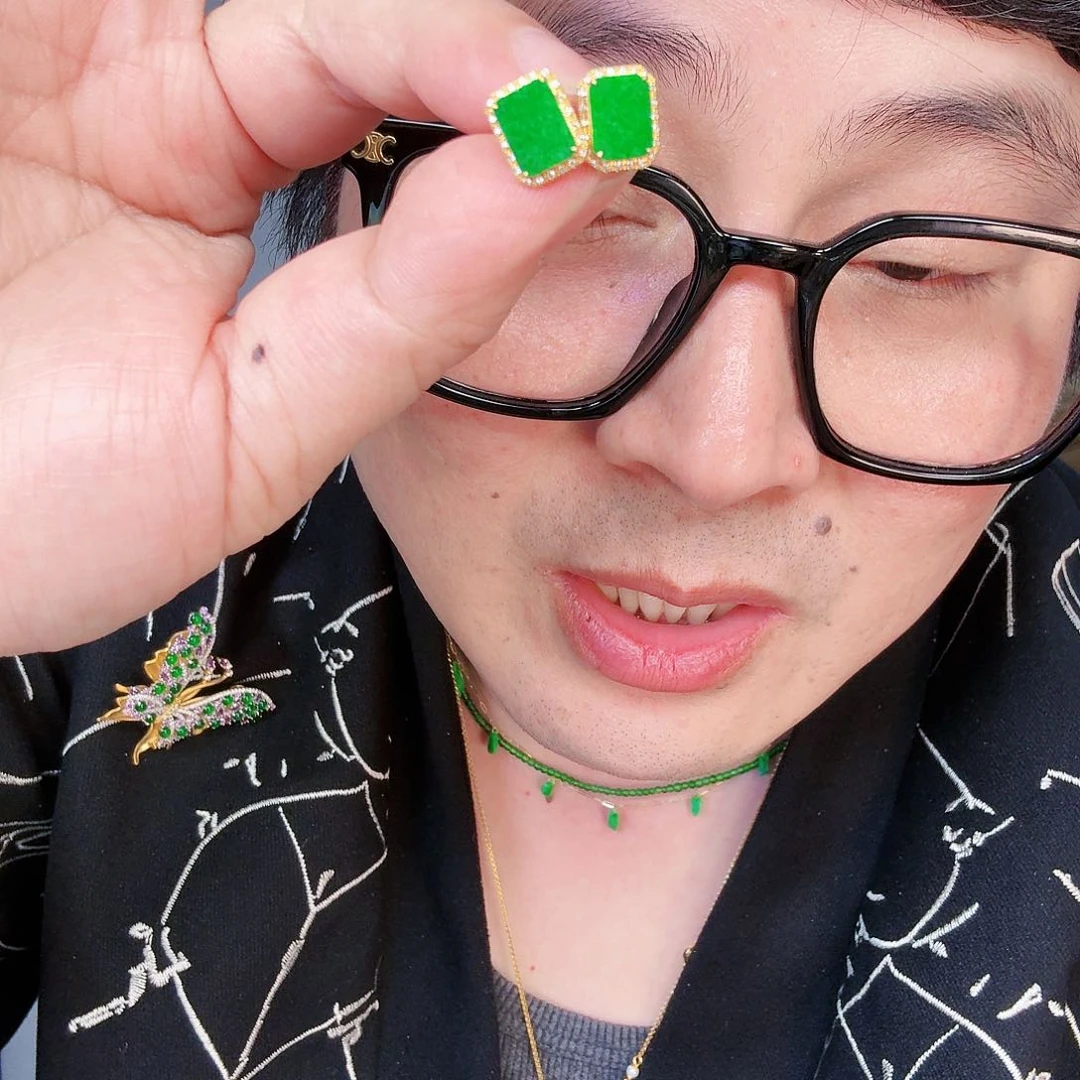 翡翠颈饰18K金镶嵌一对