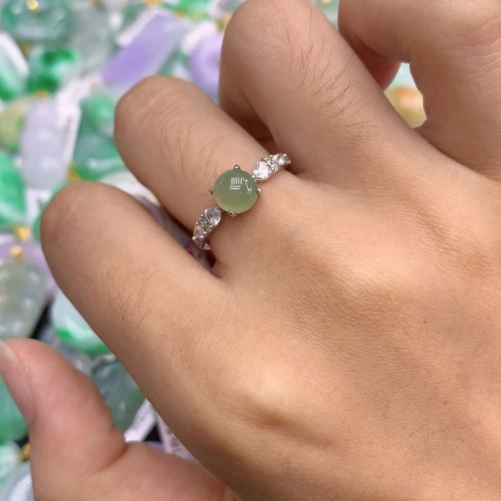翡翠银S925镶嵌戒指111111111