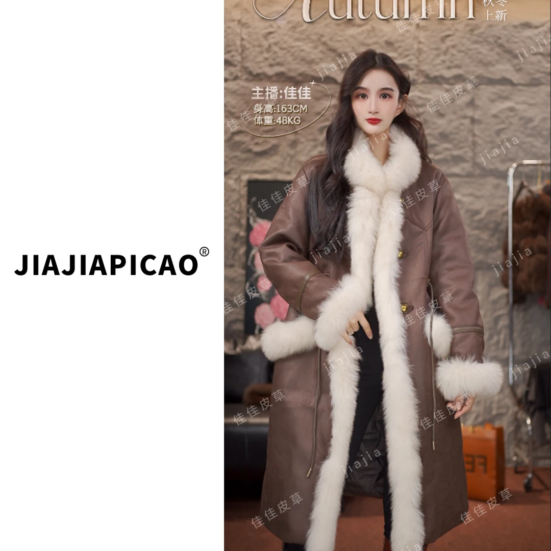 57630 皮草 新款经典狐狸毛白鹅绒保暖长款皮草外套