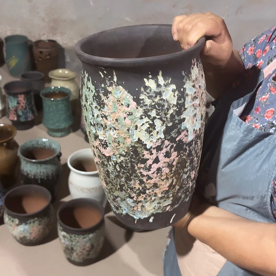 紫砂花盆口20高33