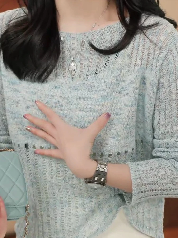 【山雾】25年春夏轻奢轻熟风高级感欧若风桑针织衫
