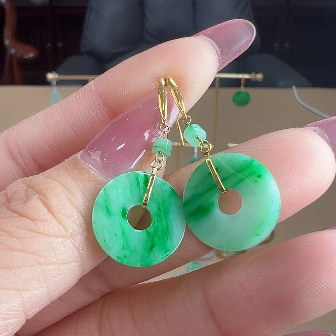 翡翠18K金镶嵌耳饰耳饰