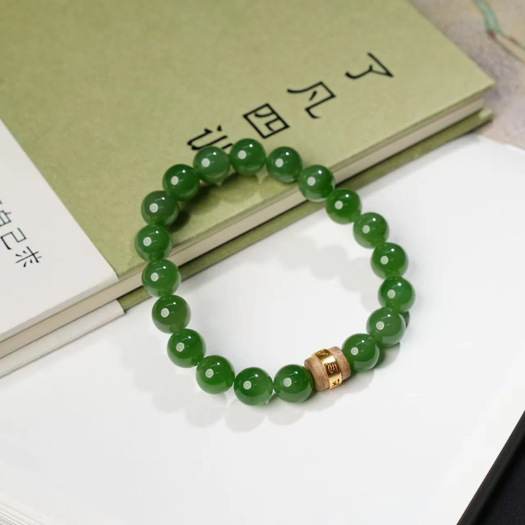 【小池专属】S925和田玉阳绿碧玉手串  10mm HZ1235