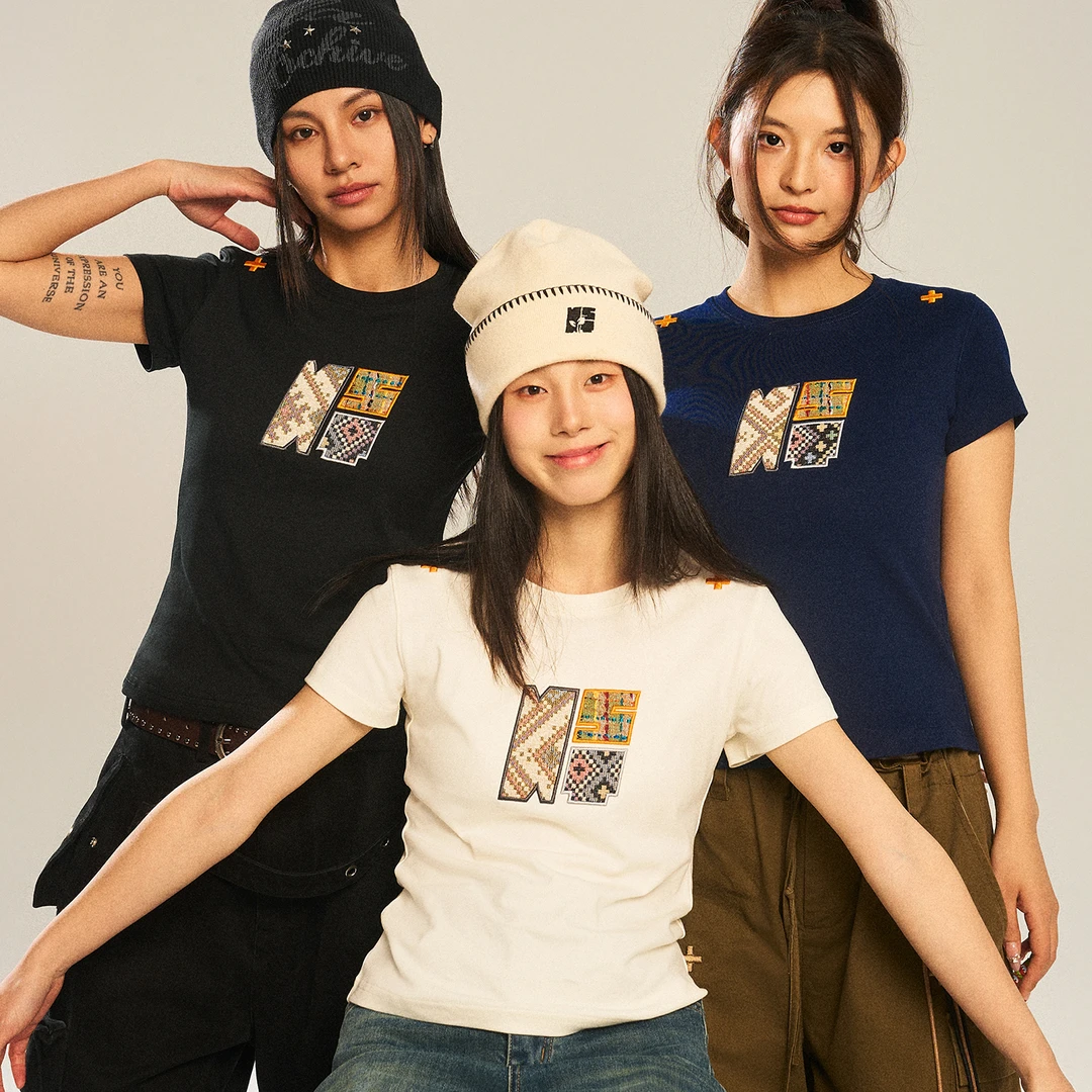 NSTNEW START发芽计划设计感夏季新款正肩美式修身显瘦短袖t恤女