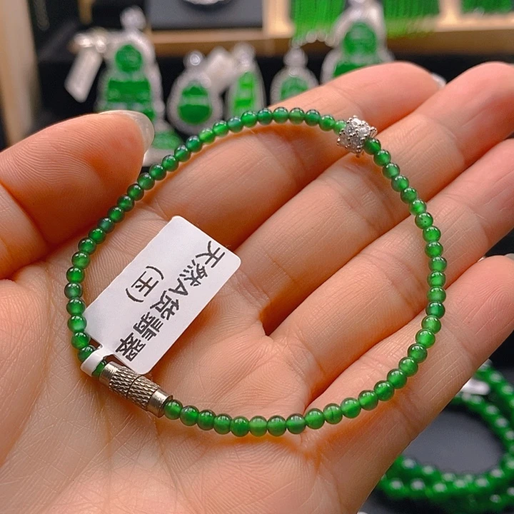 翡翠未镶嵌手链天然A货翡翠手链卡3