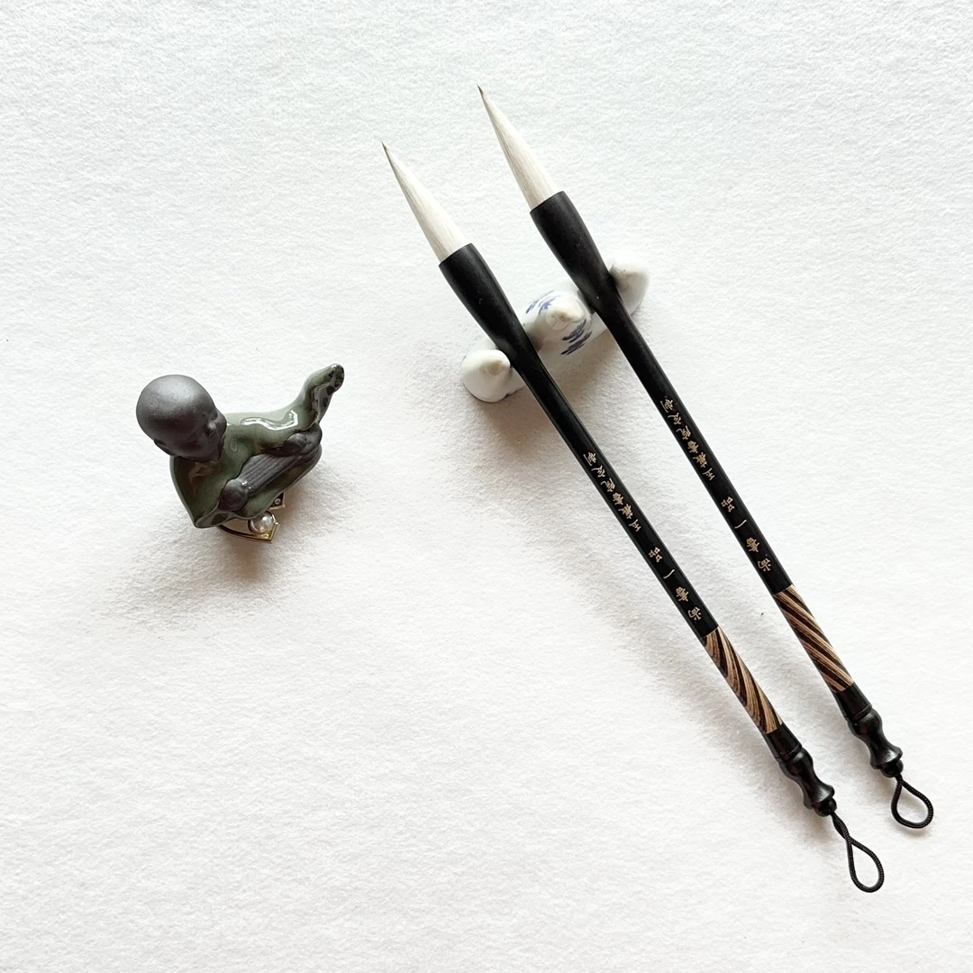 精品实木笔杆兼毫毛笔两支初学临帖楷书隶书聚锋强腰力足弹性适中