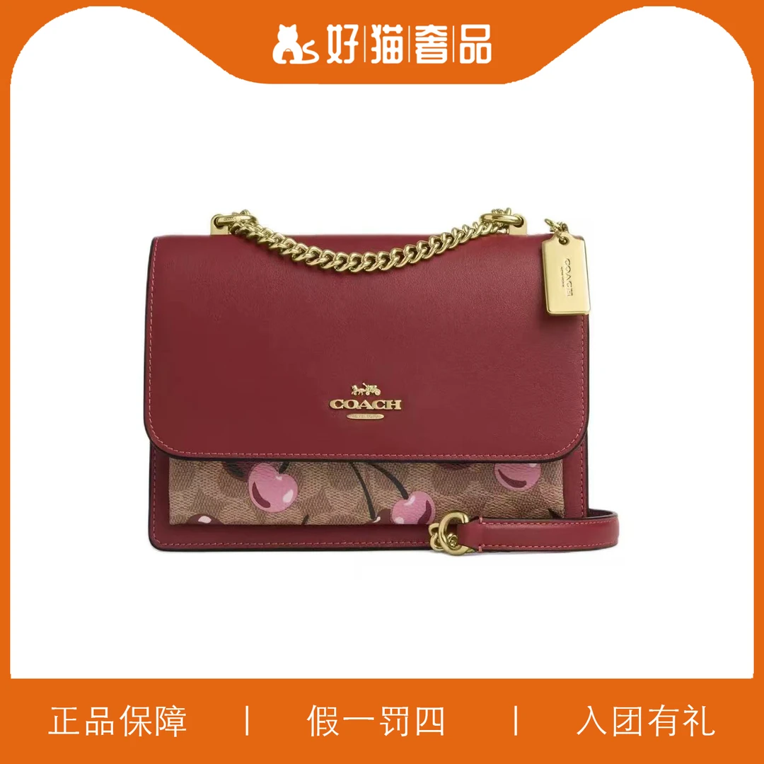95新 COACH/蔻驰 蔻驰樱桃印花红色风琴包/P1415/22X16X7