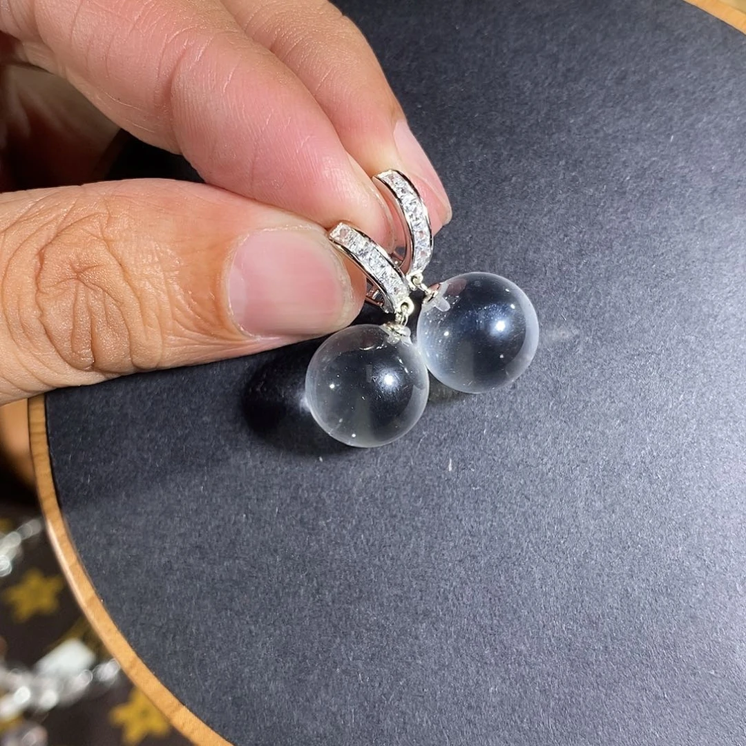 耳饰银S925镶嵌水晶12mm满镶耳扣