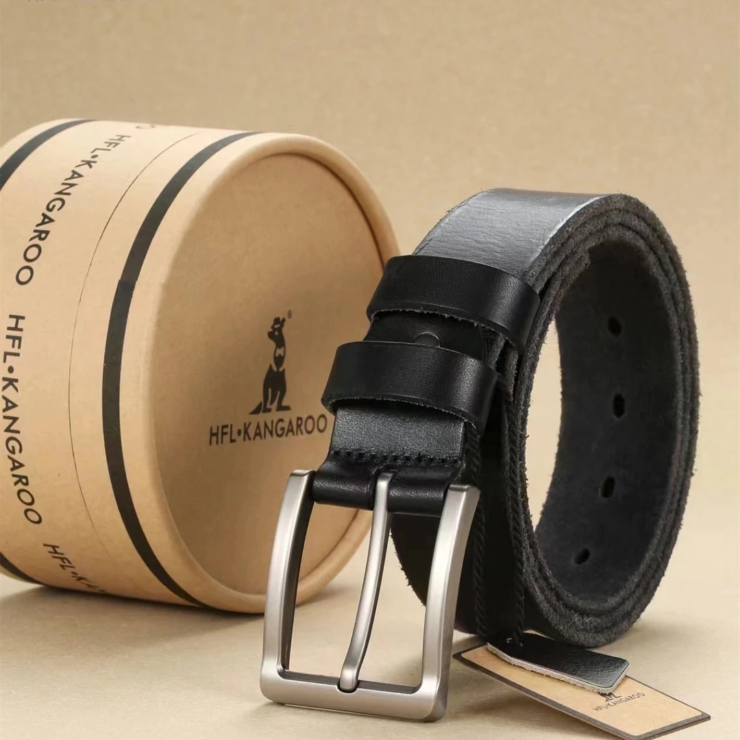 男士头层牛皮腰带针扣设计简约百搭休闲裤带潮流复古皮带