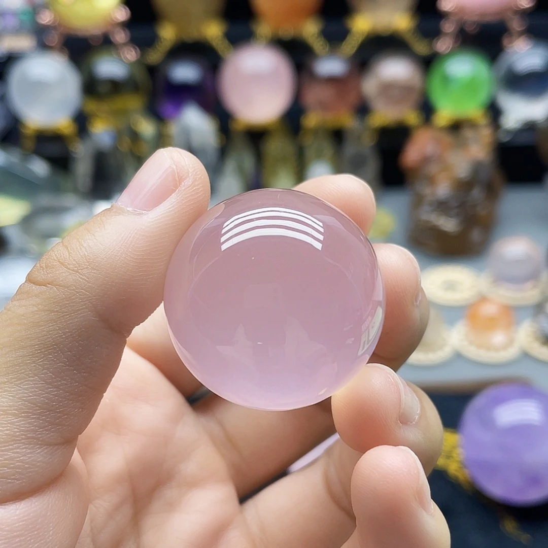 未镶嵌珠宝半成品水晶天然粉水晶31.5mm