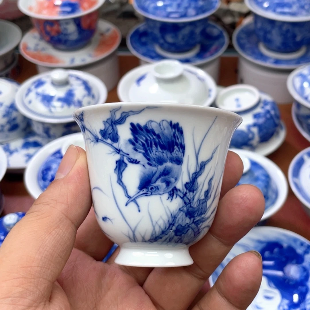 手绘  单翠  铃铛杯