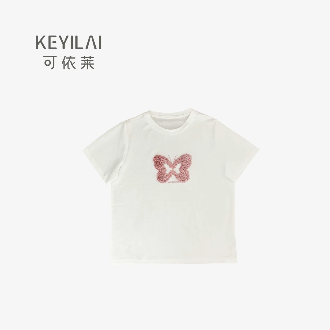 可依莱夏季新款时尚港风蝴蝶T恤DX9Q0358