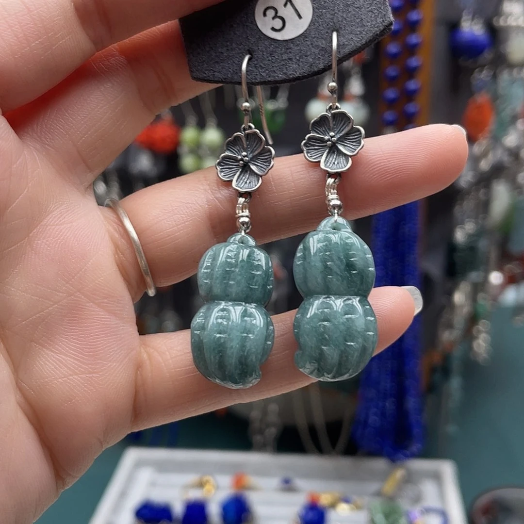 翡翠银S925镶嵌耳饰時尚